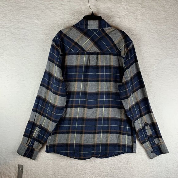 Alpine Design Flannel Shirt Men's Small Navy Blue Plaid Cotton Button-Up 7038 - Picture 2 of 8